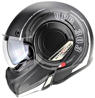 VPR F242 P/J Reverse Flip-Up Motorcycle Helmet - Double Visor Modular Jet Crash Helmet for Racing Sports Touring - Road Legal ECE 22.06 Approved Motorbike Helmets - S