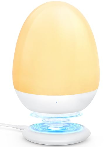 MediAcous Night Lights for Kids Room, Egg Light for Nursery with Stable Charging Pad, Dimmable Baby Night Light with 1H Timer & Touch Control, ABS+PC LED Egg Night Light for Breastfeeding, Up to 200H