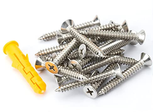 CONPHERON Set de Tornillos y Tacos, Tacos y Tornillos para Pared, Pladur, Hormigón y Ladrillo, M6*30mm,20 pcs