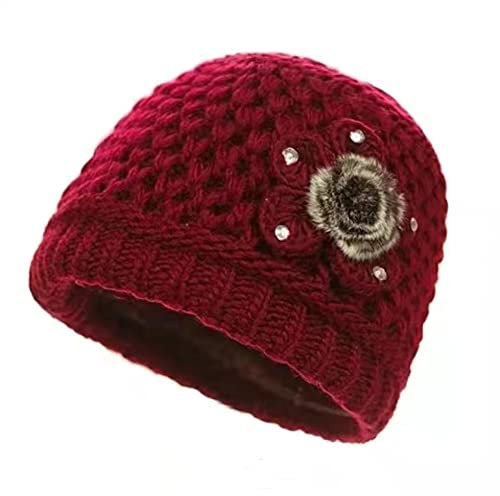 guaizhou Warme Wintermützen für Frauen mit Fleece gefütterte Slouchy Wintermütze Strickmütze mittleren Alters und ältere Mütter