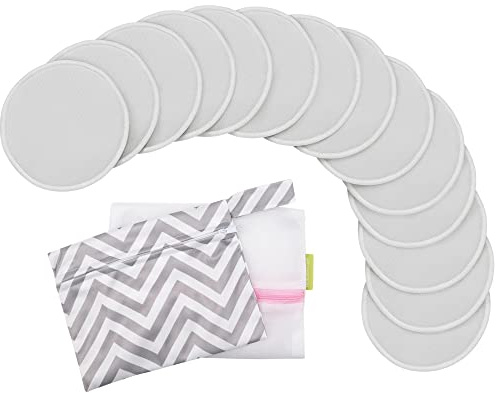 KeaBabies Coussinets d'allaitement Réutilisables pour l'allaitement - 4-Couches Biologique Naturelle Bambou Coussinets d'allaitement - Lavable Coussinets De Maternité (Cool Gray, L 12 cm)