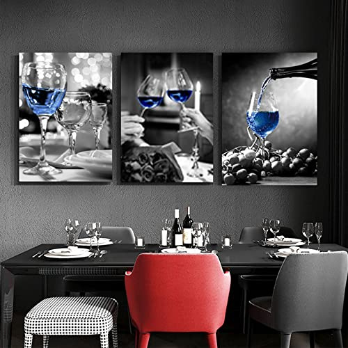 GVOZI Quadro Su Tela Bicchieri Da Vino Bianchi Neri Romantici Quadri Moderni Su Tela Per Pareti Galleria Sala Da Pranzo Bar Decorazione Per La Casa Poster 50x70cm