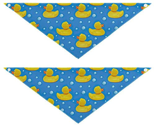 2 Stück Hundehalstücher Haustier Bandana Schal Druckknopf Dreieck Lätzchen Halstuch Set Haustier Urlaub Zubehör Dekor für kleine bis große Welpen Hunde Katzen kleine süße gelbe Enten