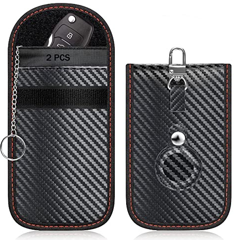 FOVNOT Car Key Signal Blocker Pouch 2 Pcs, Faraday for Keys with Airtag Pouches Keyless Bag Fob Protection