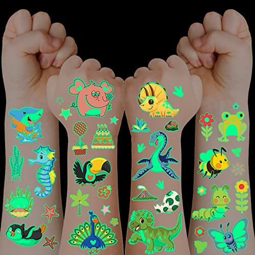 400 (30 Fogli) Tatuaggi Per Bambini, Luminous Tatuaggi Temporanei Finti per Bambina Ragazzi, Temporanei Bambini per Regalini Fine Festa Compleanno