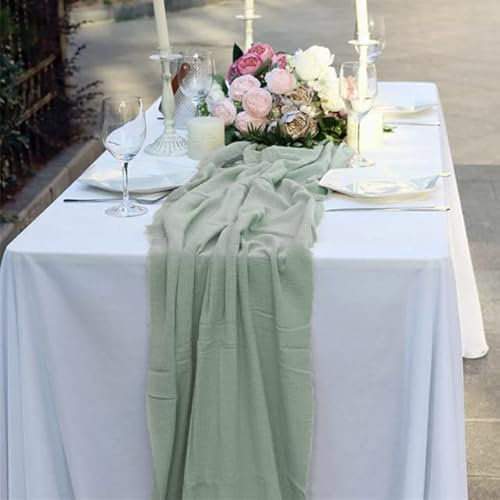 YUWEN 1 Stücke Retro Baumwolle Gaze Tuch Käsetuch Tischläufer Küche Abendessen Tischdekoration Rustikale Vintage Hochzeit Geburtstag Tischläufer