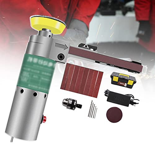 JORAsa Lijadora de Banda de precisión, lijadora de Banda neumática, Motor de Cobre Puro, afilador de Bordes con Banda de Lijado de 9 Piezas para Muebles, Madera, Vidrio, Metal (Size : (Metal Shell))