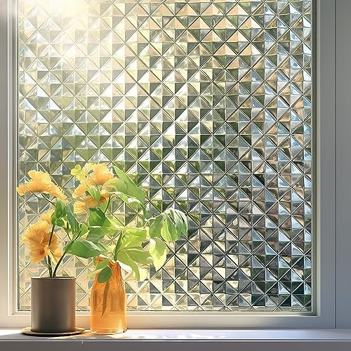 Qualsen Fensterfolie Folie Fenster Sichtschutz Fensterfolie Selbsthaftend Statisch Haftend Sichtschutzfolie UV-Schutz Geeignet für Hausbäder, Büros, Wohnzimmer, Küchen（30 * 200cm）