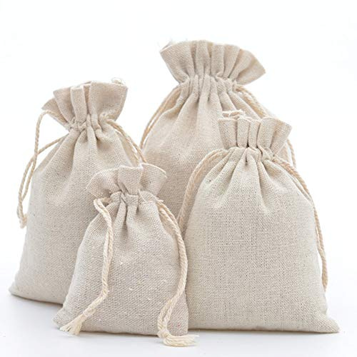 DAHI Baumwollsäckchen säckchen mit Baumwollkordel Leinensäckchen jutesäckchen Geschenksäckchen (9x12cm/25pcs)
