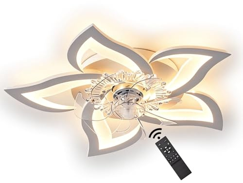 J.SUNUN LED Deckenventilator Mit Beleuchtung Fernbedienung Schlafzimmer Deckenleuchte mit ventilator Leise Dimmbar Lampe 5 Lichter deckenventilatoren Für Wohnzimmer Esszimmer Küche Decke licht 69CM