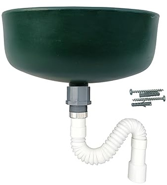 Varile Premium-Set Waschbecken Grün aus Kunststoff für Garten & Keller inkl. Abflusssieb-Haarsieb aus Kunststoff
