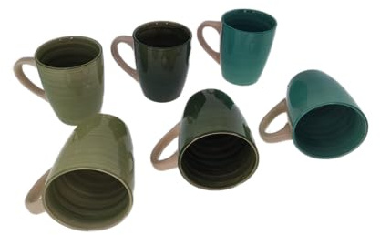 MC-Trend 6er Tassenset Becherset Keramikserie sortiert Ø 9cm Keramik 300 ml große moderne Tassen für Kaffee Tee Milch Heißgetränke Kaltgetränke Zeitlos Geschenk