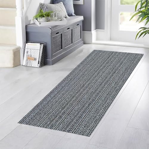 YANHONG Handwebteppich Läufer Teppich 120 x 490 cm Polyester Waschbar und Dauerhaft, Teppich Läufer für Schlafzimmer mit Anti-Rutsch Unterseite für Esszimmer, Küche, läufer Flur, Blau B