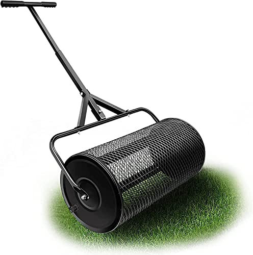 OSBELE Esparcidor de turba, esparcidores de césped para jardín, esparcidor de estiércol de Malla metálica Liviana con Mango Ajustable en Forma de T para Plantar Semillas, esparcidores de fertilizan