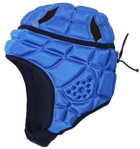 Kids Rugby Headguard, Junior Rugby Helmet Scrum Cap, Football Goalkeeper Padded Helmet Anti-Collision Headgear, Teen Boys Girls Sports Helmet Protective Gear for Rugby, Soccer, Baseball (Blue, M)