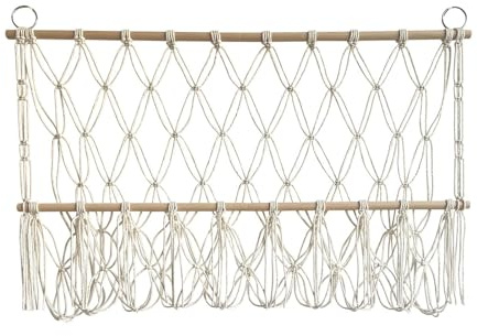 Gralara Aufbewahrungsnetz Zum Aufhängen An Der, Stofftier Hängemattennetz, Platzsparend, Boho Makramee, Plüschtier Organizer Halter für Kinderzimmer, Weiß