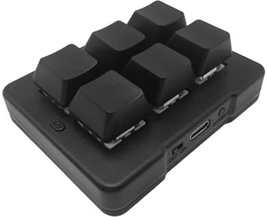 Cuifati 6 Key Gaming Keyboard, Wired USB 2.4G Bluetooth Mechanical Gaming Keypad, Programmable Mini One-Handed RGB PC Game Controller, Blue Switch Macro Programming Keypad for Wi
