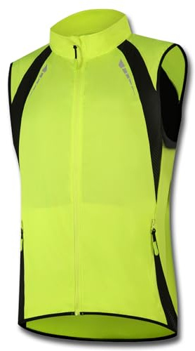 ARMAAN Gilet de Cyclisme pour Hommes et Femmes Gilet de Cyclisme réfléchissant Haute visibilité imperméable Coupe-Vent Veste de Course sans Manches léger et Respirant Coupe-Vent de vélo,Green-XXL