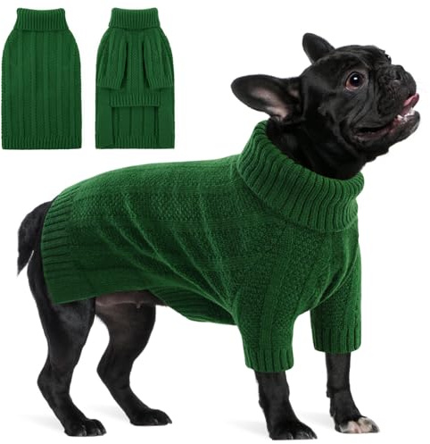 Queenmore Hundepullover Kleine Hunde, Wärme & Weich, Winterpullover Hund für Welpen, Chihuahua, Katzen (Grün, M)