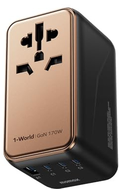 MOMAX Universal Travel Adapter, 170W GaN International Power Adapter, 3 USB-C 1 USB-A, Worldwide Travel Plug Adapter, International Power Adapter for Most Europe, UK, USA, Japan, AU(Type C/A/G/I)