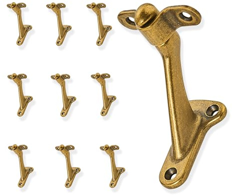 ZAUYX 10 Pack 3 Inch Hand Rail Bracket Antique Brass Stair Brackets Heavy Duty Handrail Brackets for Stairways Handrail Staircase Bracket