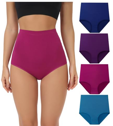 wirarpa Underbyxor dam bomull underkläder superhög midja kvinnor trosor 4-pack, Flerfärgad 05-4-pack, 7XL