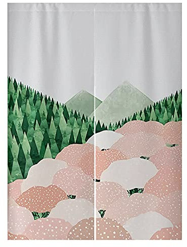 Türvorhang Rosa Baum Grün Küchenvorhänge Polyester Raumteiler Vorhang Waschbar Vorhänge Kurz Küchenvorhang Langlebig Fliegenvorhang Terrassentür tür Vorhang Verdickung Vorhang Tür 80x200cm