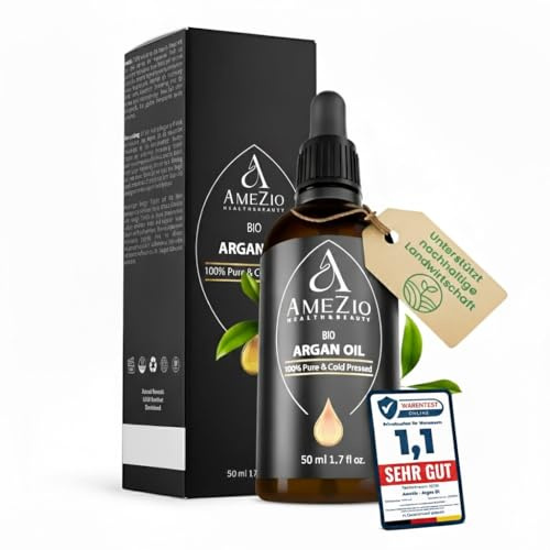 Arganöl Bio Kaltgepresst I Für Haare, Gesicht, Körper, Haut I Arganöl baby I 100% rein und nachhaltig I Natürlich für Kosmetik I Hautpflege I Vegan und Tierversuchsfrei I 50 ml