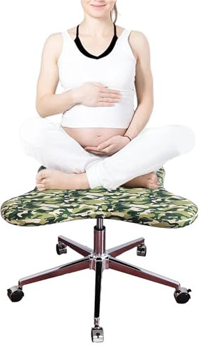 Kniestuhl Aktive Bürostühle Ergonomischer Bürostuhl, Bürostuhl mit gekreuzten Beinen, Stuhl für Schwangere mit gekreuzten Beinen und mittelhoher Rückenlehne, Hockhocker mit 2 Kissen, Schreib