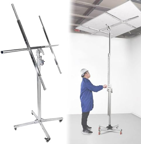 Plattenheber für Trockenbauwände, Rollplatten für Trockenbauwände – Sicheres Plattenheber-Werkzeug, einfache Montage und Bedienung – Stabiler Trockenbauheber für Gipsplatten mit ausziehbarem Arm (H