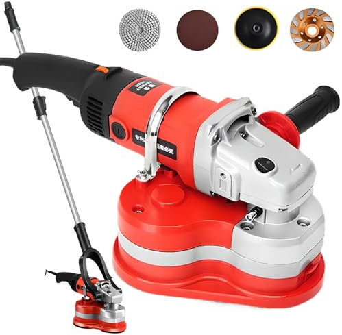 FAcoLL Angle Grinder, Electric Concrete Grinder with Auxiliary Handle and Extension Pole, 3-Head Floor Polisher Machine with 6 Speed ​​Adjustment, for Cutting, Grinding, Polishing and Sharpening