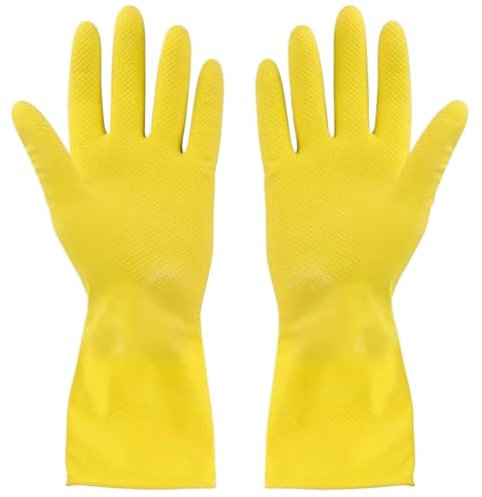 ZIHDKE Rengöringshandskar återanvändbara hushållshandskar 3 stycken, gummi diskmaskinshandskar, extra tjocklek, långa ärmar, köksrengöring, arbete, köksmålning(XL)