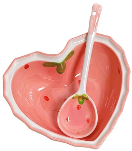 Alipis Juego De Cuenco y Cuchara para Servir Forma De Corazón, 2 Piezas, Material PP Apto para Alimentos, Vajilla Reutilizable, Colores Vibrantes, Adecuado para Frutas y Snacks Cocina Doméstica