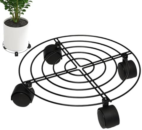 Rollador de Plantas, Soporte de Plantas con Rueda - Round Multifuncional Drining Botser | Carro de Flores de Servicio Pesado Carro de Flores, Motor Deslizante para jardín, Patio, Interior, Patio