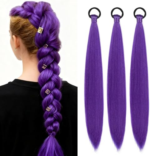 ColorfulPanda - 3 pezzi di capelli sintetici Jumbo Braid da 24 pollici, 100 g, capelli Kanekalon per extensions intrecciate Crochet Twist (viola scuro)