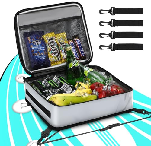 Bolsa más fresca para paddle board, bolsa de refrigeración impermeable para cubierta SUP, aislada, antifugas, 10 latas, tabla de paddle sup, bolsa de accesorios para paleta de pie y kayak (gris)
