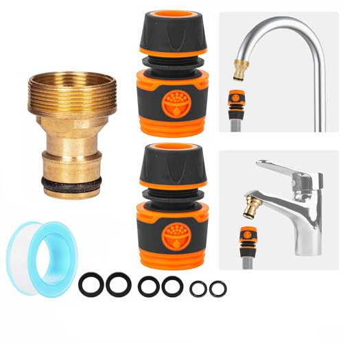Brass Universal Kitchen Tap Hose Connector, Indoor Sink Mixer Tap Hose Connector Garden Hose Adapter for Kitchen Tap, Hose Pipe Connectors Fittings to Universal Sink Mixer Tap Adapter