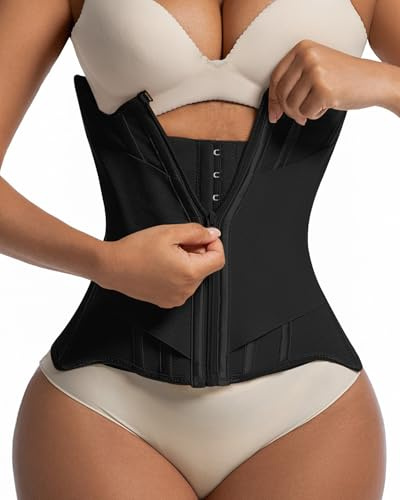 Waist Trainers for Women for Daily Wear, Faja Body Shaper Corset with Tummy Control for Workouts, Postpartum Recovery, and Yoga Sessions — Breathable and Supportive Black