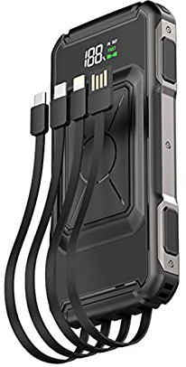 Power Bank,PowerBank 15W Fast Qi Wireless Charger 30000mAh 22.5W QC PD 3.0 Fast Charging Powerbank for Outdoor Camping,Black