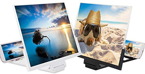 KIMISS 14 Inch Folding 3D HD Screen Magnifier for Mobile Phones - Anti-Radiation, Eye Protection, Portable Phone Screen Enlarger (White)