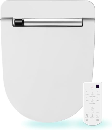 VOVOO VB-4100SR Round Electric Smart Bidet Toilet Seat with Dryer, Heated Toilet Seat, Warm Water, Deodorization, LED, Full Stainless-Steel Nozzle - White