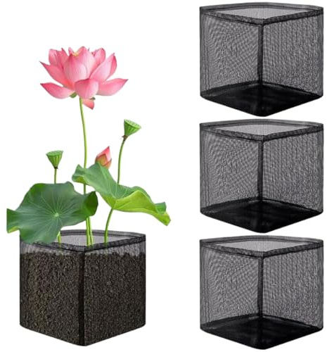 Generico Vasi per Piante da Stagno - 4 Pezzi Vasi a Rete per Piante Acquatiche,Vaso Laghetto Riutilizzabile Contenitore Coltivazione Respiante Per Ortaggi Fiori Cipolle Serra Giardino Terrazzo Terra