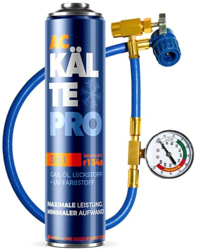 KÄLTEPRO Remplacement du gaz refrigerant R134a pour Clim Auto Réfrigérant de Climatisation 3-en-1 : Gaz, Huile & Anti-fuite Équivalent 755g R134a - 1995–2016