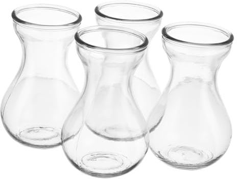 VICASKY 4pezzi Vasi Bocciolo in Vetro Trasparente Per Centrotavola Creativo Per Giacinti Vasi Di Vetro Da Tavolo Piccoli Per Fiori Decorativi