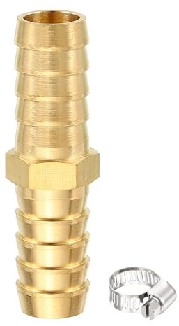 METALLIXITY 20pcs Brass Hose Barb to Adapter Set,Each of 5pcs 1/4(7mm) x1/4(7mm), 5/16(8mm) x5/16(8mm), 3/8(10mm) x3/8(10mm),1/2(15mm) x1/2(15mm), Air Hose Fitting for Marine, Truck