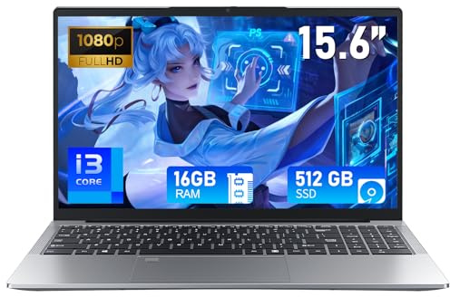 Nuovo PC Portatile 15.6 Pollici Win 11 Laptop 16 GB DDR4 512 GB SSD Core i3-1025G1 fino a 3.4GHz FHD 1920×1080 Notebook con RJ45 Lan, Type-C, Wi-Fi 5, BT 5.0, USB 3.0, HDMI Tastiera Retroilluminata