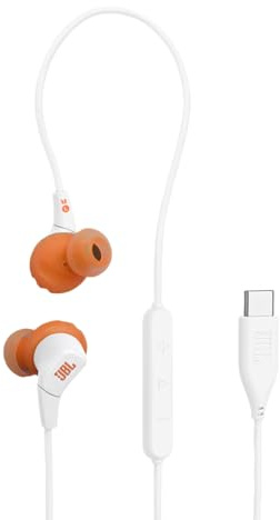 JBL Endurance Run 3 trådbundna sporthörlurar med FlipHook och TwistLock-teknik, IP65 dammtät och vattentålig, JBL Pure Bass Sound, In-Line mikrofon och fjärrkontroll, vit | FlipHook- och TwistLock-teknik, IP65 vatten- och dammskydd, JBL Pure Bass Sound, in-line mikrofon och fjärrkontroll, USB-C