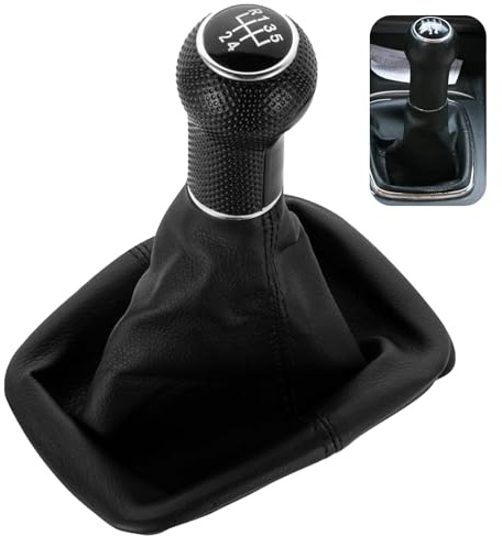 Soufflet Levier de Vitesse Pommeau de Vitesse pour VW Golf 4 IV (1997-2005) et VW Bora, Compatible Boîte Manuelle 5 Vitesses, Installation Facile Plug & Play, Noir, Référence 1J071113, 23mm