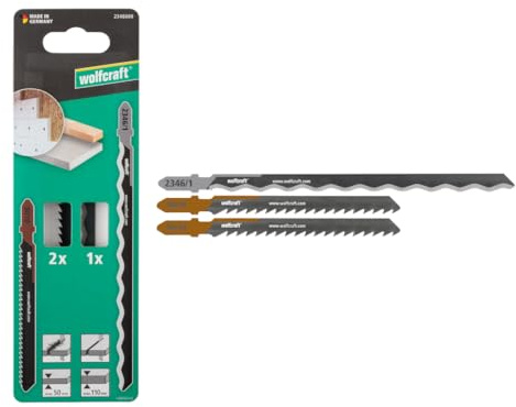 wolfcraft Stichsägeblätter Dämmung, 3-tlg. - Projektset für schnelle Schnitte – ideal für XPS-Dämmstoff, Holzfaserdämmplatten und Dachlatten - Made in Germany - 2346000