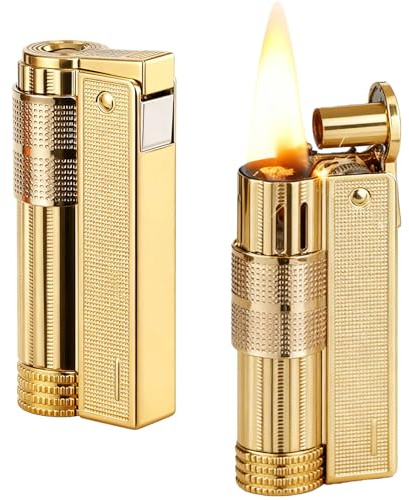 2 piezas de mechero vintage de gasolina, mechero de parafina, mechero de fósforo de fosa, mechero de mesa para cocina, camping, velas, chimenea, regalos para hombres, dorado (combustible no incluido)